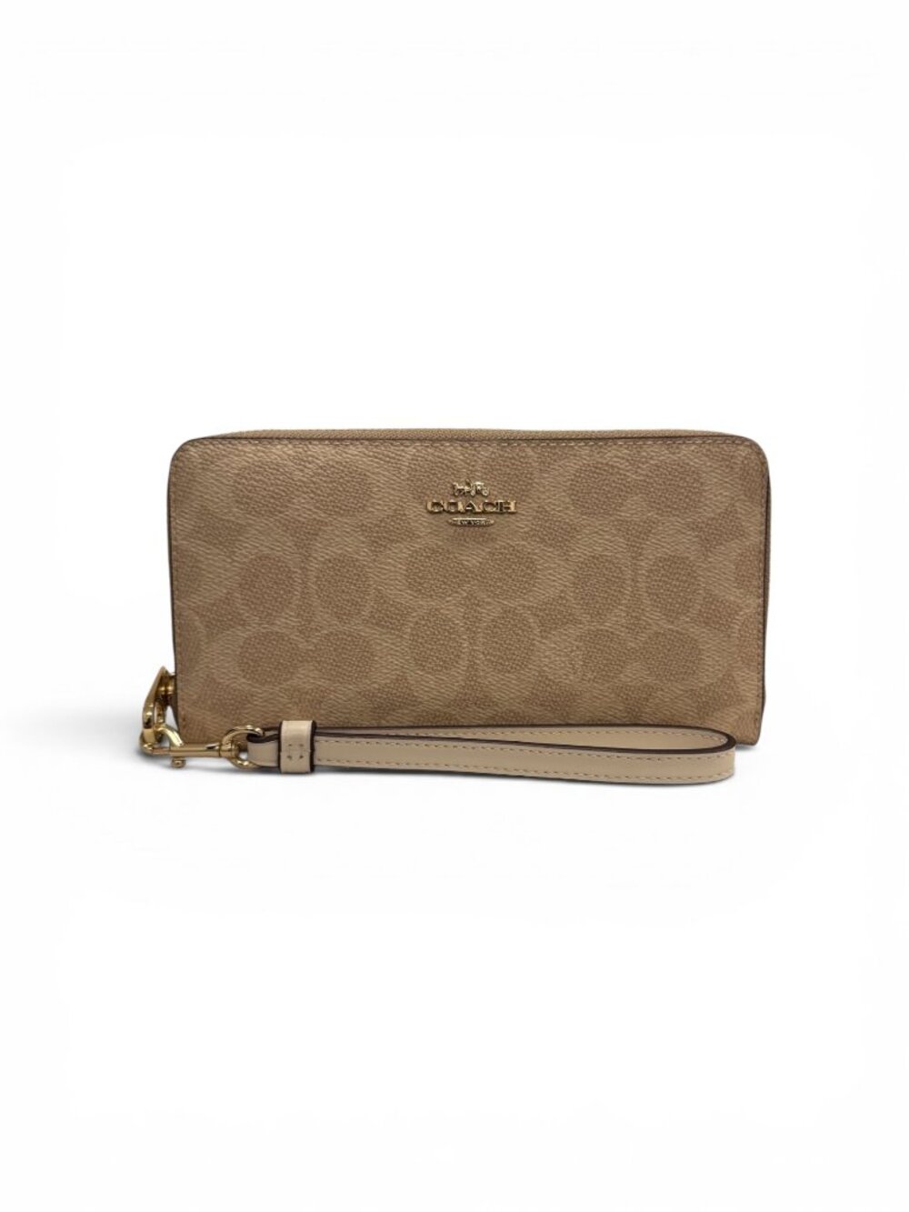 NWT Coach Long Zip Around Wallet CW778 Signature Canvas,Sand/Chalk